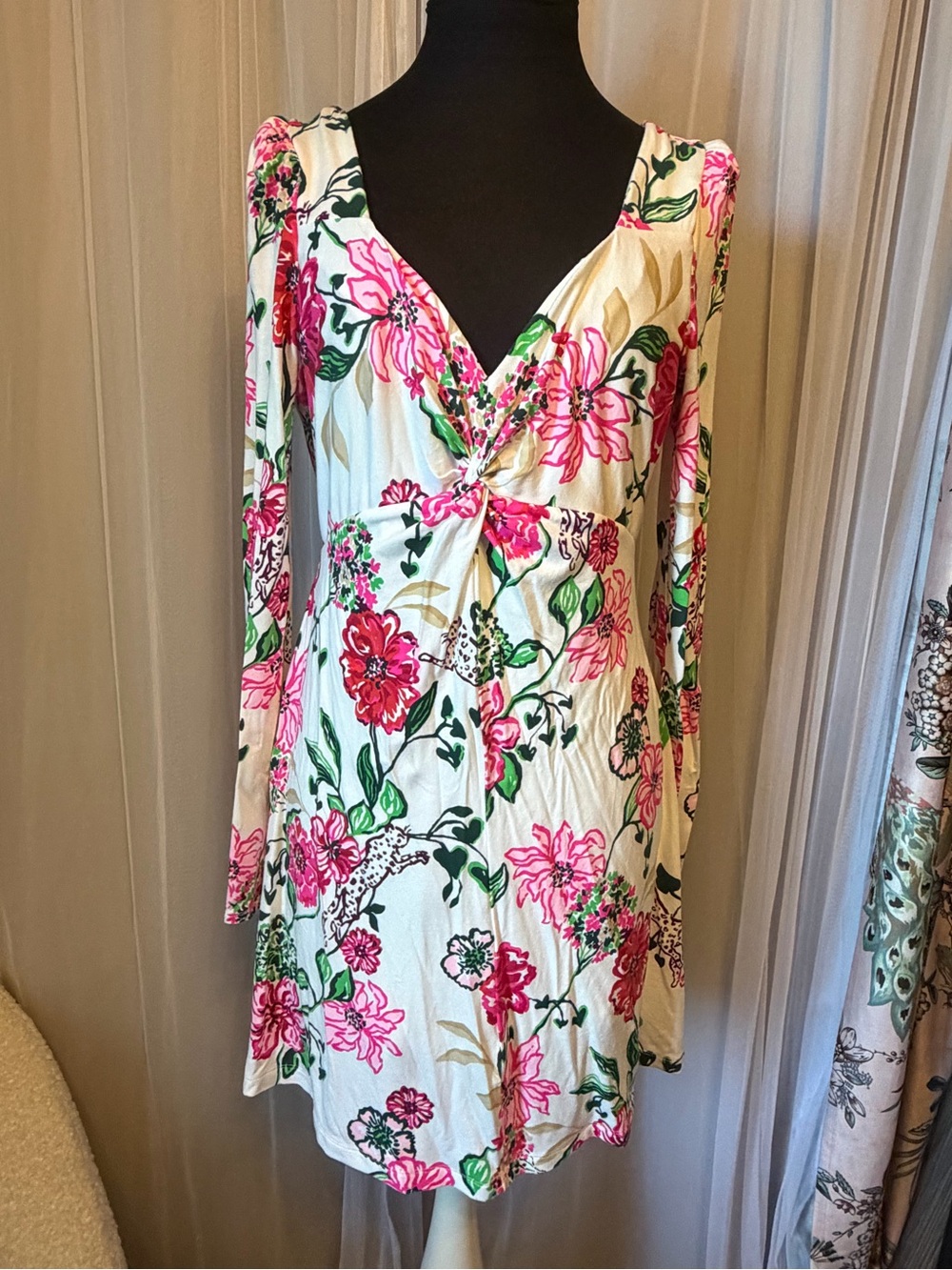 Lilly Pulitzer Pink & Green Floral Twist-Front Jumpsuit Romper